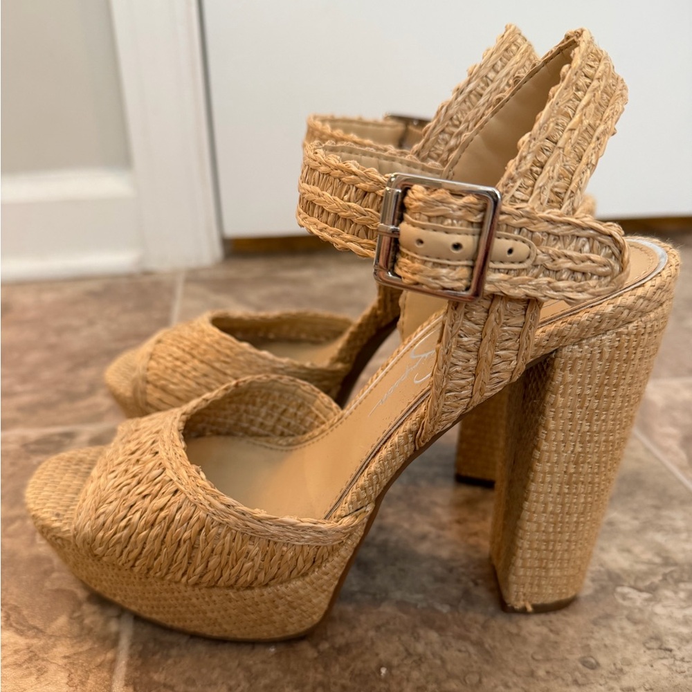 Jessica Simpson Woven Tan Platform Heels
